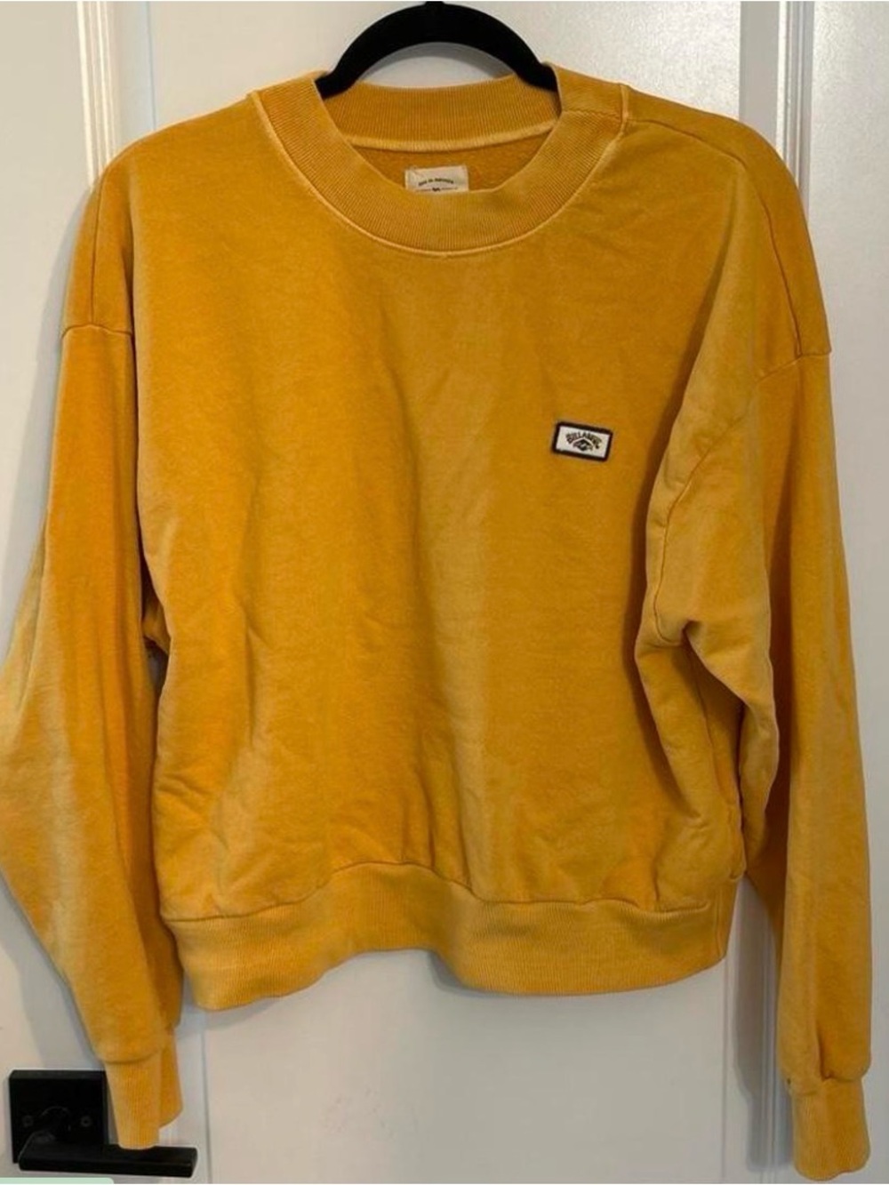 Billabong Golden Yellow Crewneck Sweatshirt with Chest Patch
